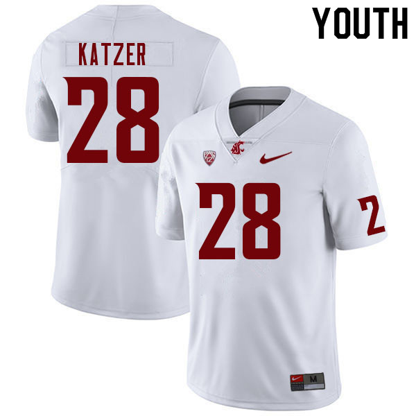 Youth #28 Kannon Katzer Washington State Cougars College Football Jerseys Sale-White